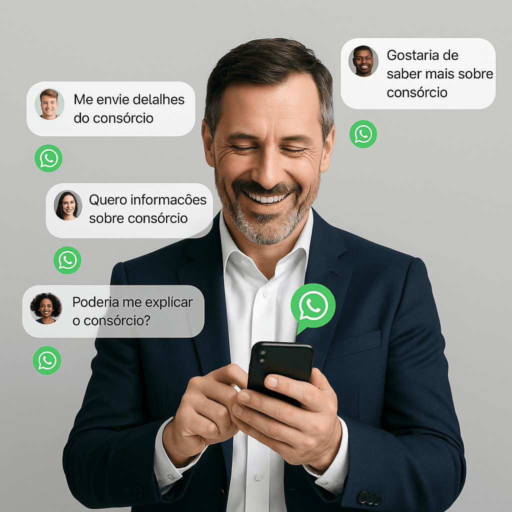 Corretor recebendo leads qualificados no WhatsApp